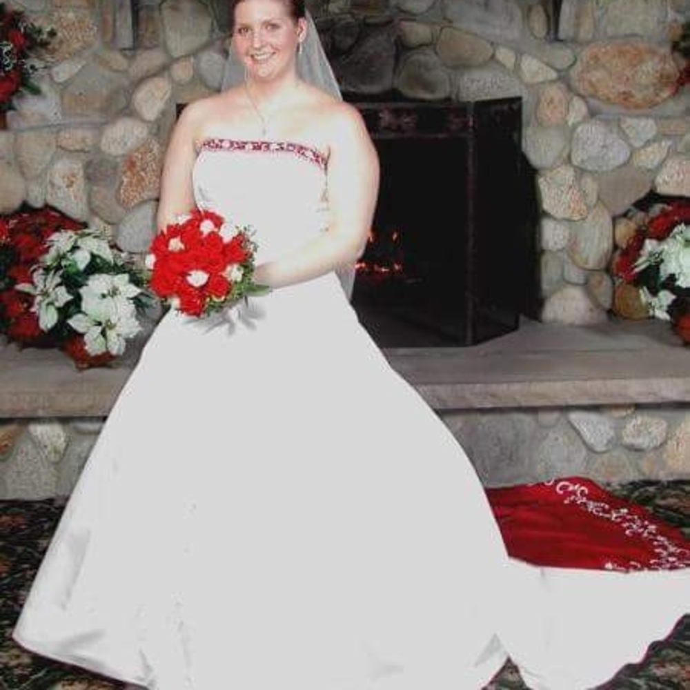 Alfred Angelo Ivory and Red Wedding Dress
